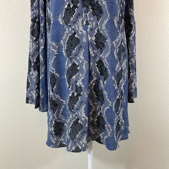 Buddy Love Blue Bishop Sleeve Mock Neck Dress Small - Picture 3 of 10